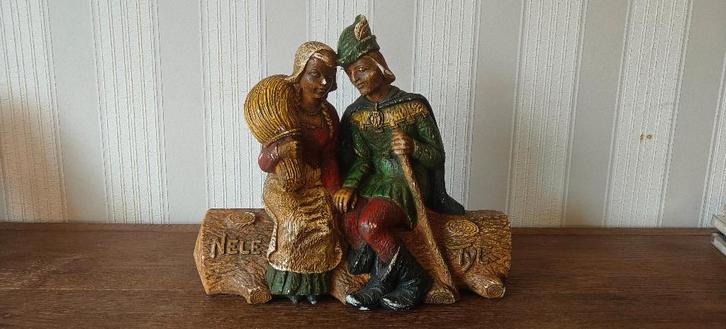 Handgeschilderd beeld "Tijl en Nele", Verzamelen, Beelden en Beeldjes, Gebruikt, Mens, Ophalen of Verzenden