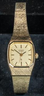CITIZEN verguld dameshorloge - kast 1,7x2,8cm, Handtassen en Accessoires, Horloges | Dames, Overige merken, Staal, Gebruikt, Staal