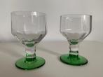 Doyen vintage wijnglazen witte steel groene voet * 2 stuks, Antiek en Kunst, Ophalen of Verzenden