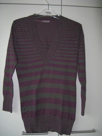 Pull à rayures, col V, taille m (38), bon état, ANDERE, Taille 38/40 (M), Porté, Violet
