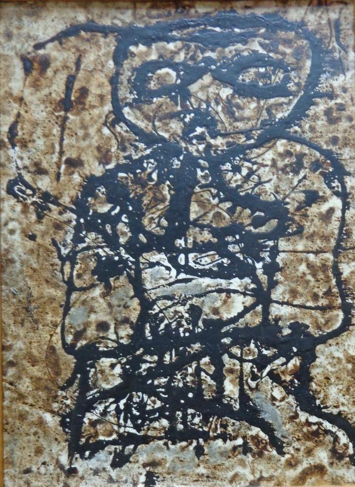 WILLEM VAN HECKE / ART BRUT FIGUUR / OLIEVERF KARTON 32x24cm, Antiek en Kunst, Kunst | Schilderijen | Modern, Ophalen of Verzenden