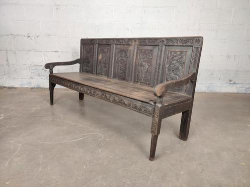 Grote antieke houten bank, Antiek en Kunst, Antiek | Meubels | Stoelen en Sofa's, Ophalen of Verzenden