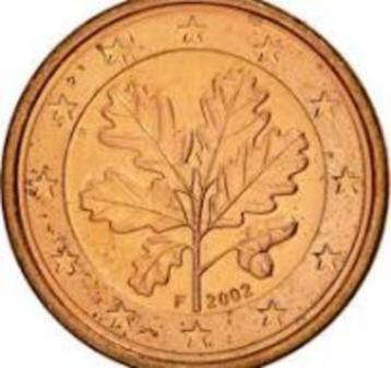 1 cent 2 Duitsland 2002 F Zeldzaam eikentakje -2 eikels beschikbaar voor biedingen