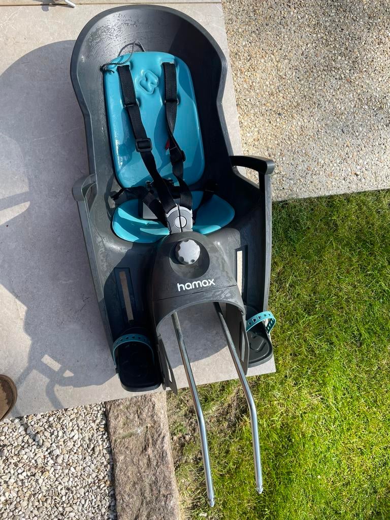 Fietsstoel Hamax -achteraan, Ophalen, Achterzitje, Voetsteuntjes, Zo goed als nieuw