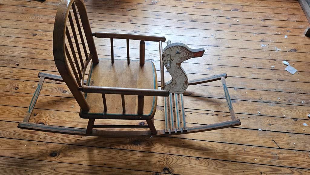 Ancien cheval à bascule ancieb en bois, vintage, Enlèvement, Utilisé, Autres types