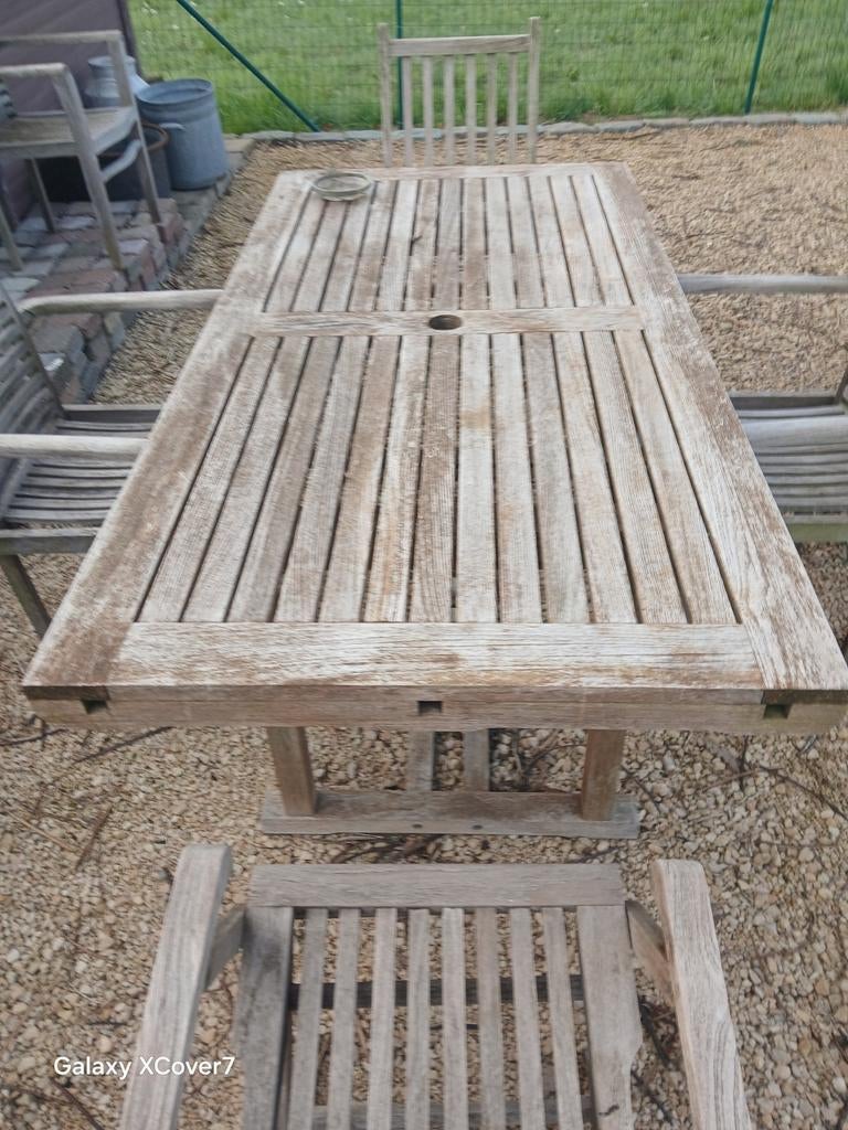 Teake tafel voor 6 personen, Ophalen, Gebruikt, Hout