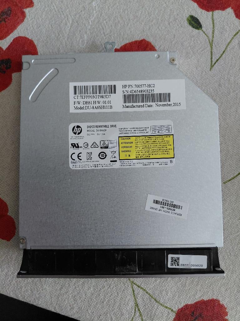 interne HP laptop DVD/CD brander (slim SATA), Ophalen, Gebruikt, Intern, Dvd