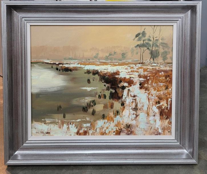 Robert HAUBEN, Het Schaapsven in Opglabbeek, Antiek en Kunst, Kunst | Schilderijen | Klassiek, Ophalen of Verzenden