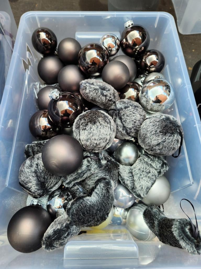 Kerstversiering assortiment donkergrijs - zilver, Diversen, Ophalen, Gebruikt