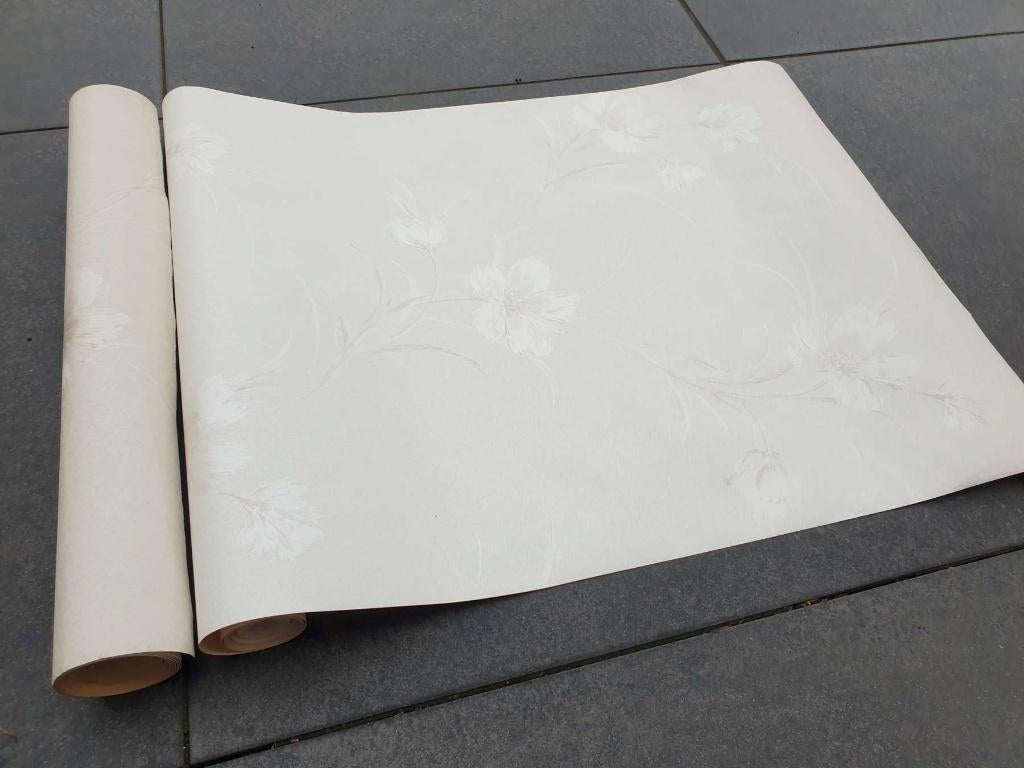 Vintage floral behangpapier 2 onvolledige rollen structuur, Huis en Inrichting, Ophalen, Wit