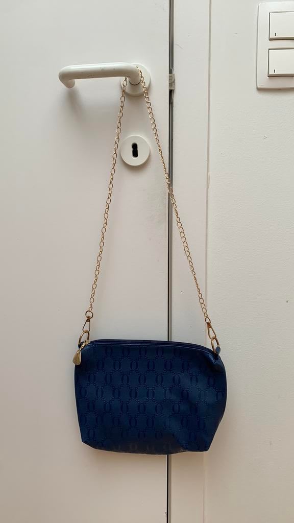 blauwe crossbody tas met kaartenhouder, Ophalen, Zo goed als nieuw