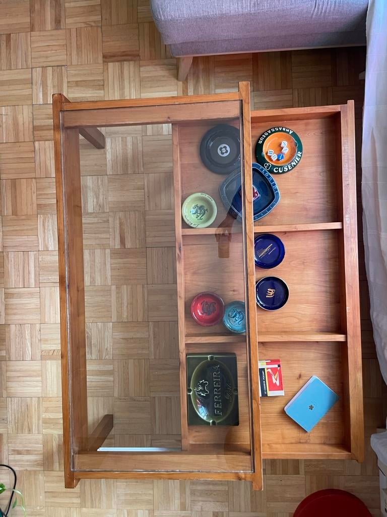 Table vitrée a tiroir en bois, Enlèvement