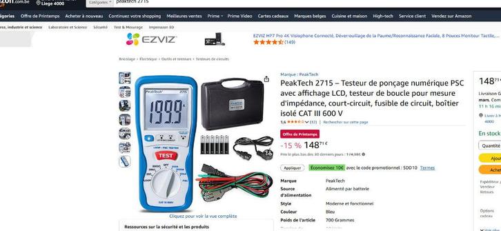 Testeur de terre PSC, testeur de boucle mesure d'impédance, Bricolage & Construction, Instruments de mesure, Comme neuf, Électricité