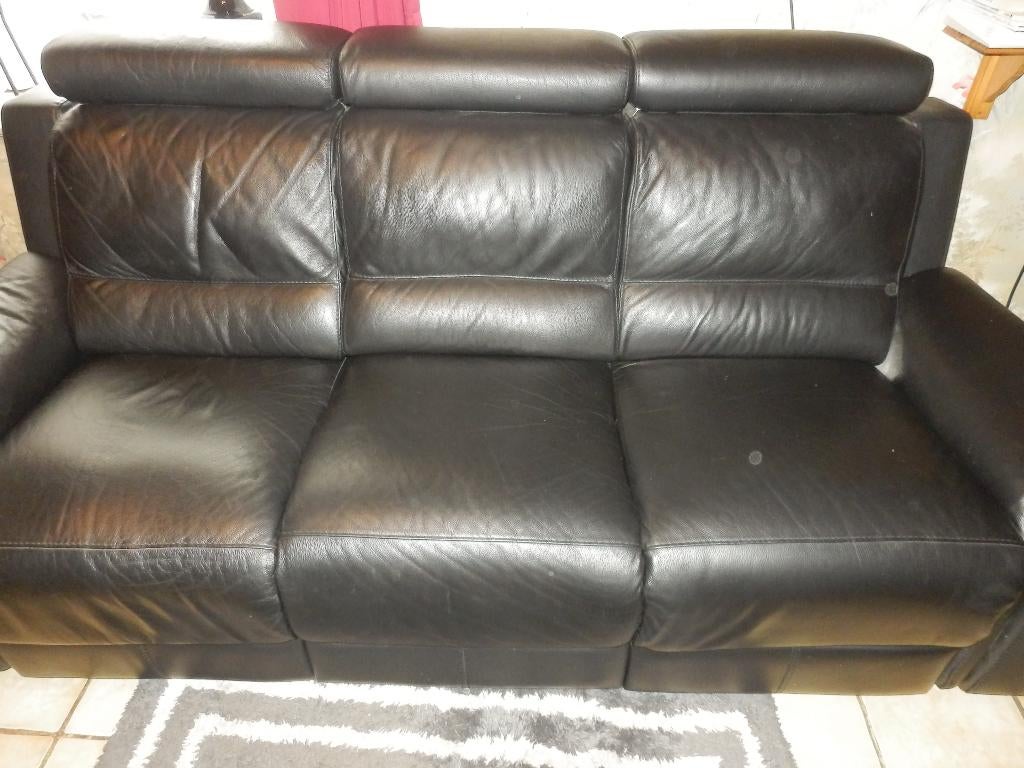 canapé en cuir avec 2 relax électriques, Maison & Meubles, Canapés | Sofas & Chaises Longues, Utilisé, Quatre personnes ou plus
