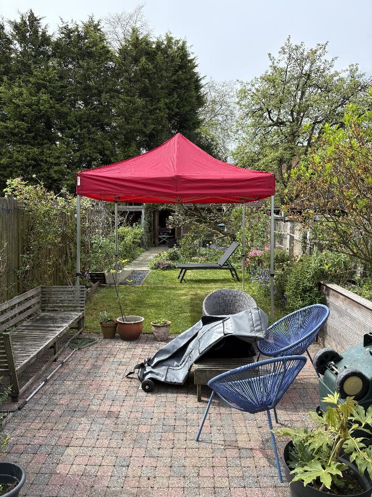 2 partytenten (plooitenten) met zijwanden, rood, Tuin en Terras, Partytenten, Ophalen, Opvouwbaar, Partytent, Minder dan 4 meter