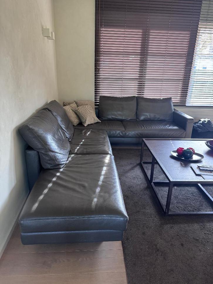 Grote lederen hoekzetel DEMA, Huis en Inrichting, Zetels | Complete zithoeken, Gebruikt, Leer, Ophalen