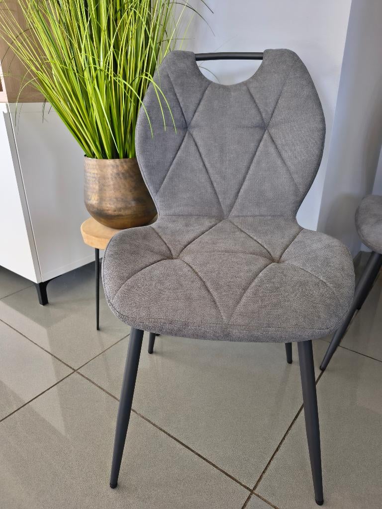 4 chaises, tissu, gris foncé *NOUVEAU*, Maison & Meubles, Chaises, Neuf, Tissus, Gris, Enlèvement ou Envoi