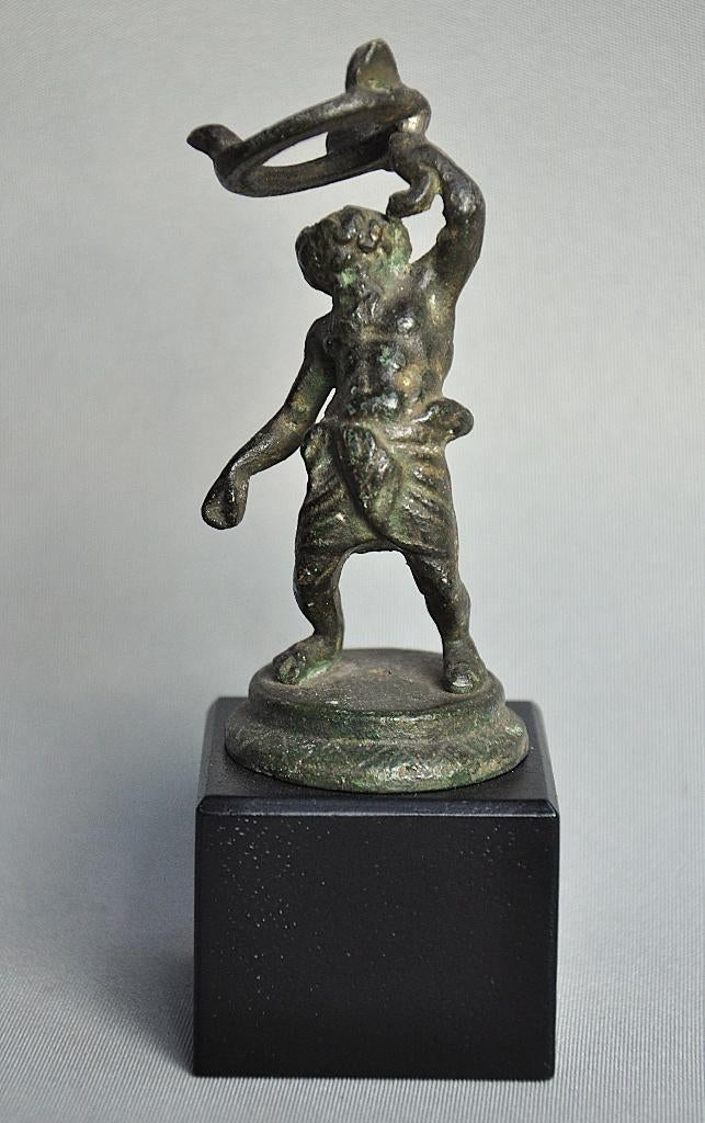 Statue du Grand Tour en bronze antique : Silène — Pompéi, Enlèvement ou Envoi, Bronze