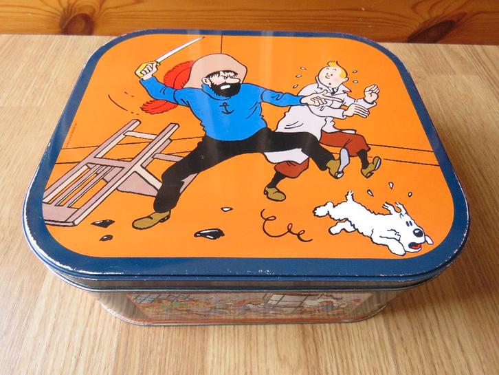 Tintin boite métallique de collection, Verzamelen, Blikken, Gebruikt, Koek(jes), Verkade, Ophalen of Verzenden
