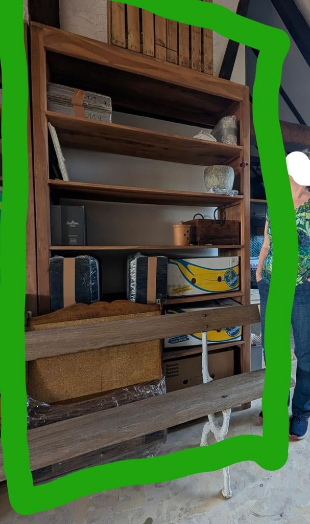 Bibliothèque ouverte en bois massif. 222 cm de haut/120/45 c, Enlèvement