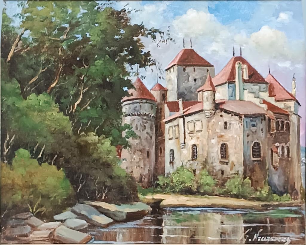 Gaston Noelanders (1910-1987): Kasteelzicht (O/D, 76 x 66cm), Antiquités & Art, Enlèvement ou Envoi