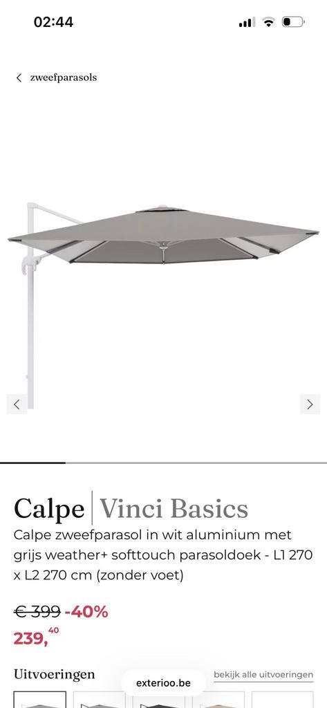 Zweefparasol NIEUW met betonnen voet, Ophalen, Zweefparasol