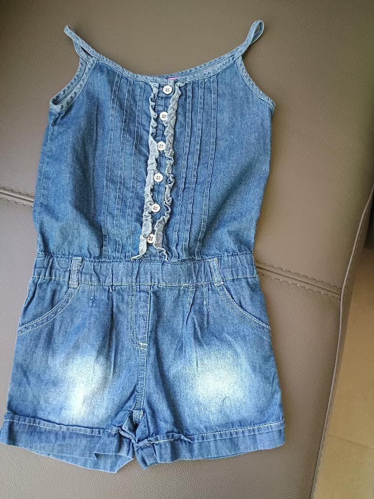 jumpsuit jeans short+topje maat 110, Kinderen en Baby's, Kinderkleding | Maat 110, Ophalen, Meisje, Knot so bad, Overige typen