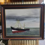Vissersboot Oostende olieverf canvas E. Danneels, Antiek en Kunst, Ophalen