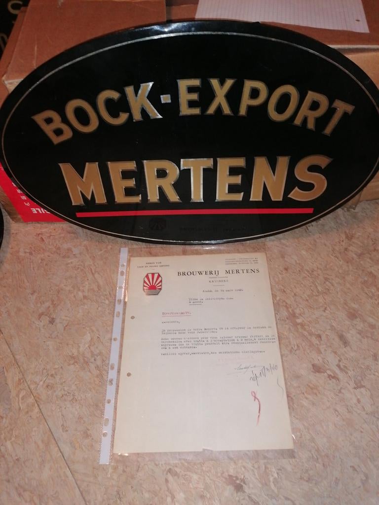 Jaren 30 bord bock export Mertens kruibeke, Ophalen of Verzenden