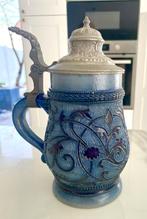 Chope à bière allemande vintage 3/4L avec couvercle en étain, Enlèvement ou Envoi