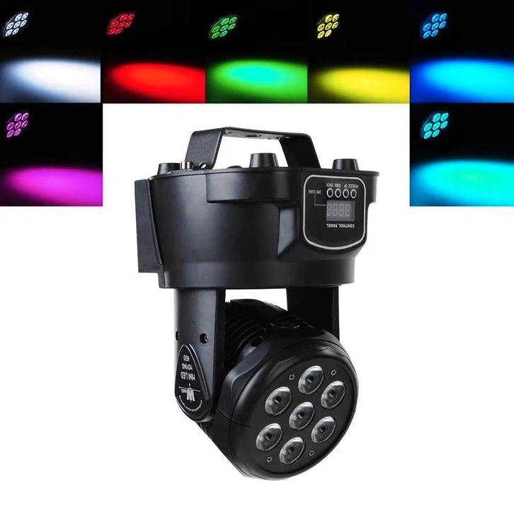 PROMO Nouveau lavage RGBAWUV 6 EN 1  -  7 x 24 W, Musique & Instruments, Lumières & Lasers, Lumières, Commande sonore, Couleur