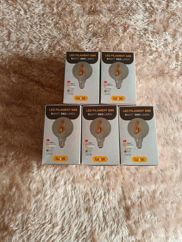 LED filament G95 (5 stuks), Huis en Inrichting, Lampen | Losse lampen, Nieuw, Led-lamp, Minder dan 30 watt, E27 (groot), Ophalen
