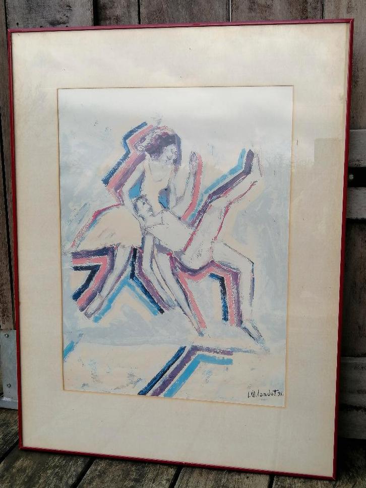 Schilderij - Reproductie onder glas, Antiek en Kunst, Kunst | Schilderijen | Klassiek, Ophalen of Verzenden