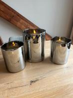 Photophores - verre - argenté POMAX + bougies electriques, Huis en Inrichting, Woonaccessoires | Kandelaars en Kaarsen, Ophalen