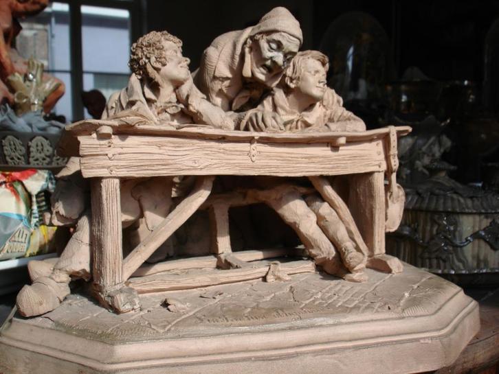 1863 Léopold HARZE 'L' instruction obligatoire' enig exempl., Antiek en Kunst, Kunst | Beelden en Houtsnijwerken, Ophalen