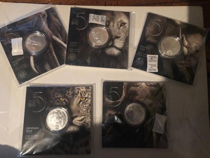 BIG FIVE serie 1 - complete set in originele verpakking, Postzegels en Munten, Edelmetalen en Baren, Zilver, Ophalen of Verzenden