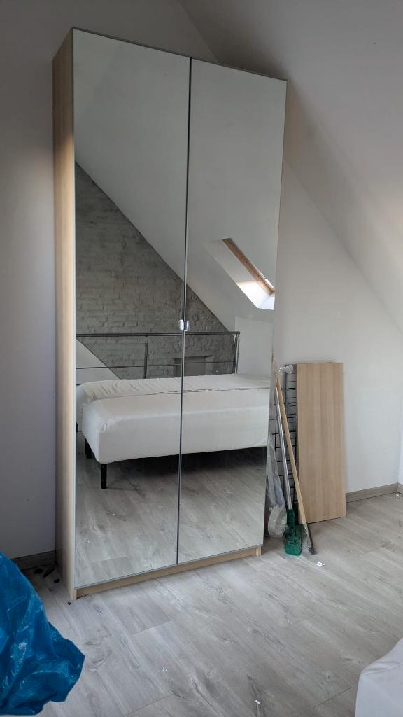 IKEA PAX AHEIM - Garderobe/Kledingkast met Spiegeldeuren, Huis en Inrichting, Kasten | Kleerkasten, Zo goed als nieuw, 200 cm of meer
