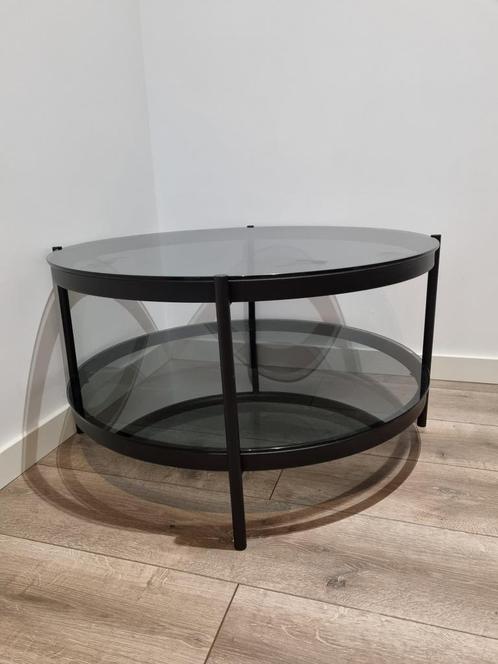 Z.g.a.n salontafel zwart/glas, Maison & Meubles, Tables | Tables de salon, Comme neuf, Verre, Enlèvement ou Envoi