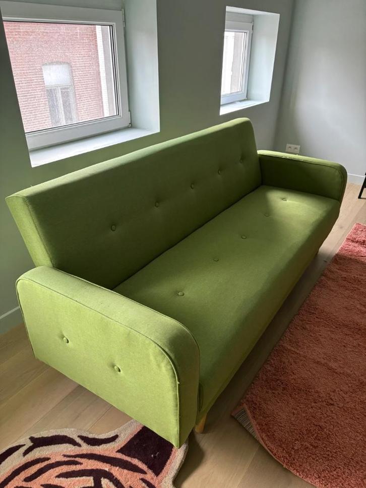 Slaapzetel, Huis en Inrichting, Slaapkamer | Slaapbanken, Gebruikt, 90 cm, 210 cm, Twijfelaar, Groen, Ophalen