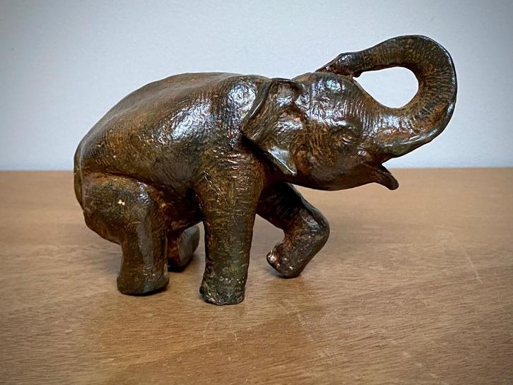 Art Deco bronzen zittende olifant gesigneerd Pierre Chenet, Antiek en Kunst, Antiek | Brons en Koper, Brons, Ophalen of Verzenden