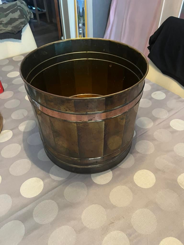 Koperen bloembak, Ophalen, Gebruikt, Rond, Binnen