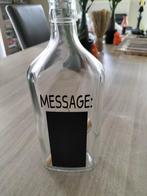 Glazen fles met krijtbord en perkament, Ophalen of Verzenden, Zo goed als nieuw