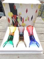 Glaswerk van Boussu. Doos met 6 vintage Harlequin-glazen, Antiek en Kunst, Ophalen