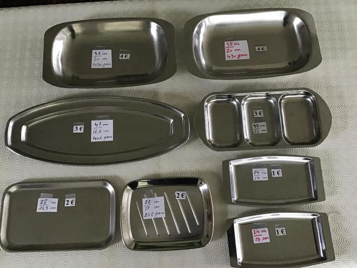 diverse platte schalen in inox, Huis en Inrichting, Keuken | Servies, Zo goed als nieuw, Ophalen of Verzenden