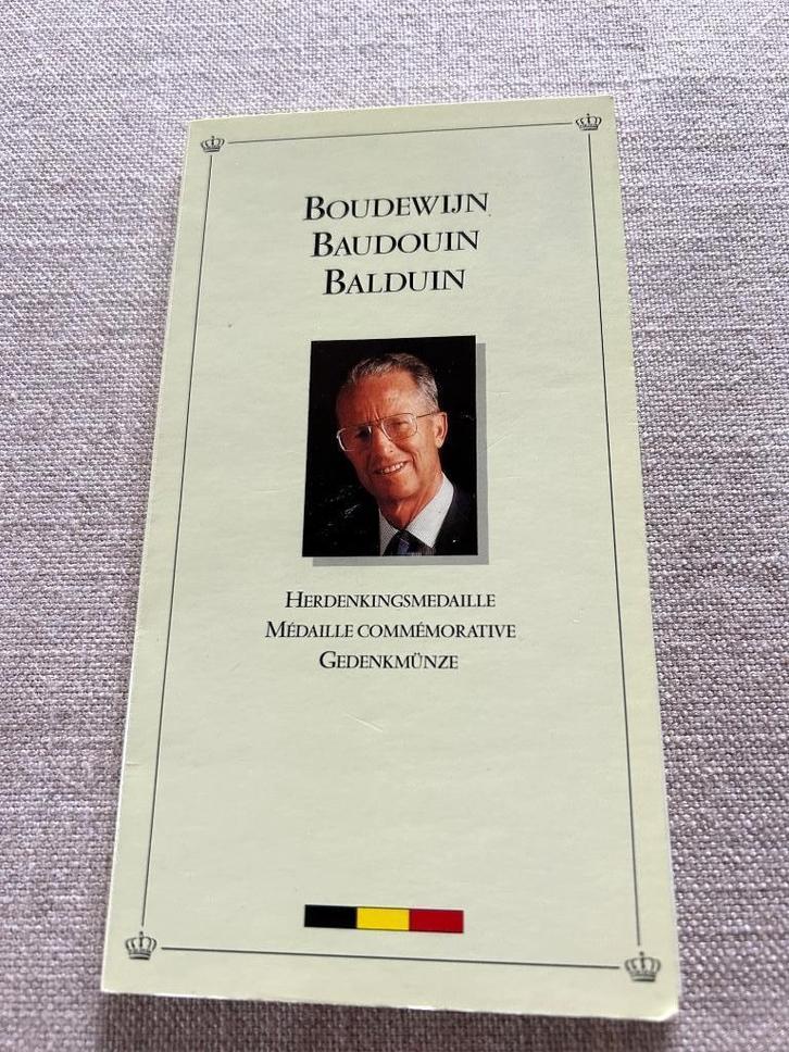 HERDENKINGSMEDAILLE  BOUDEWIJN, Postzegels en Munten, Penningen en Medailles, Zilver, Ophalen of Verzenden