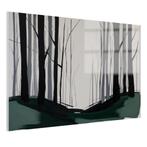 Forêt abstraite avec peinture sur verre verte et noire 105x7, Maison & Meubles, 100 à 125 cm, Envoi, Création originale, 50 à 75 cm