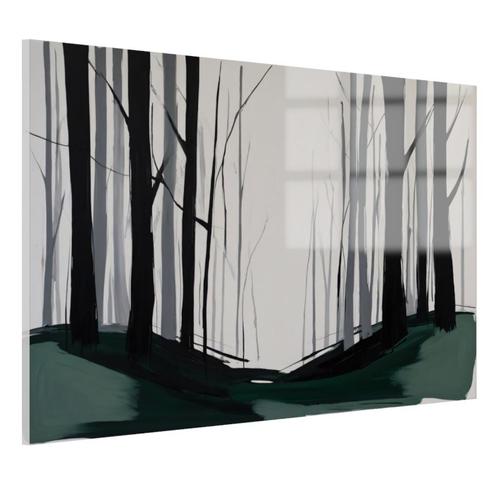 Bos abstract met groen en zwart Glasschilderij 105x70cm + Op, Huis en Inrichting, Woonaccessoires | Schilderijen, Tekeningen en Foto's