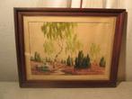 Mooi Oud Aquarel 'Bomen en Heide' - gesigneerd, Antiek en Kunst, Ophalen of Verzenden