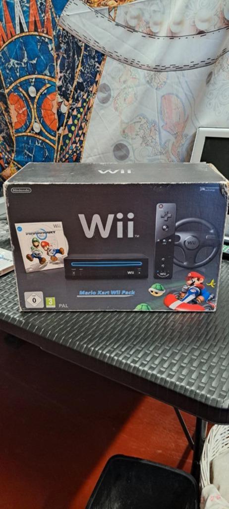 Zeldzame Wii Zwart Mario Kart Console Bundel (RVL-101 v2) -, Games en Spelcomputers, Spelcomputers | Nintendo Wii, Gebruikt, Met 1 controller