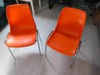 Vintage stoelen 6x oranje, Huis en Inrichting, Stoelen, Ophalen, Gebruikt, Overige kleuren, Metaal
